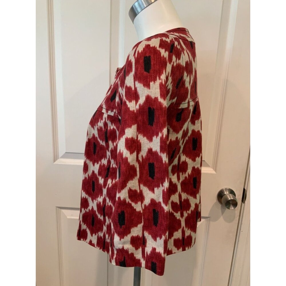 Michael Kors Red & White Patterned Button-Up Coat… - image 5